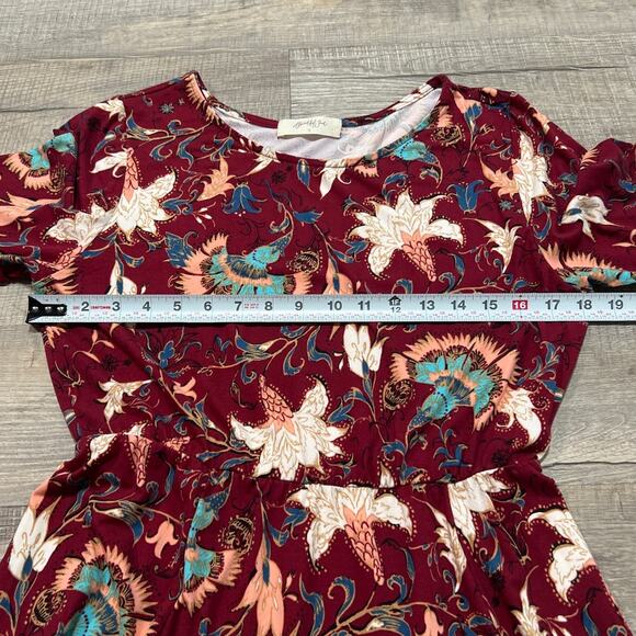 Arula XL Midi Floral Fit Flare Dress Boho Indie Peasant Preppy Stretch USA Made - Picture 6 of 7